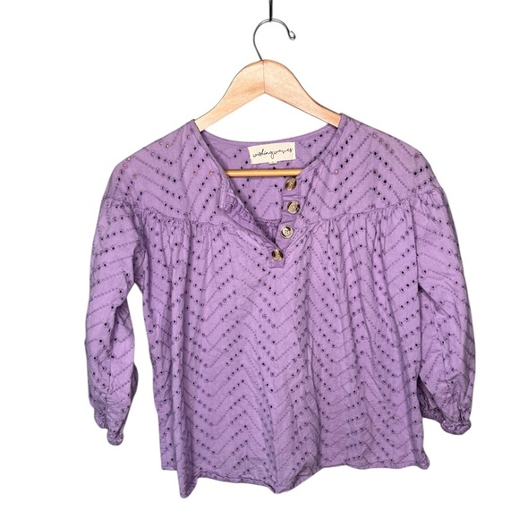 Wishing Waves Eyelet Blouse - Lavender - Picture 2 of 11